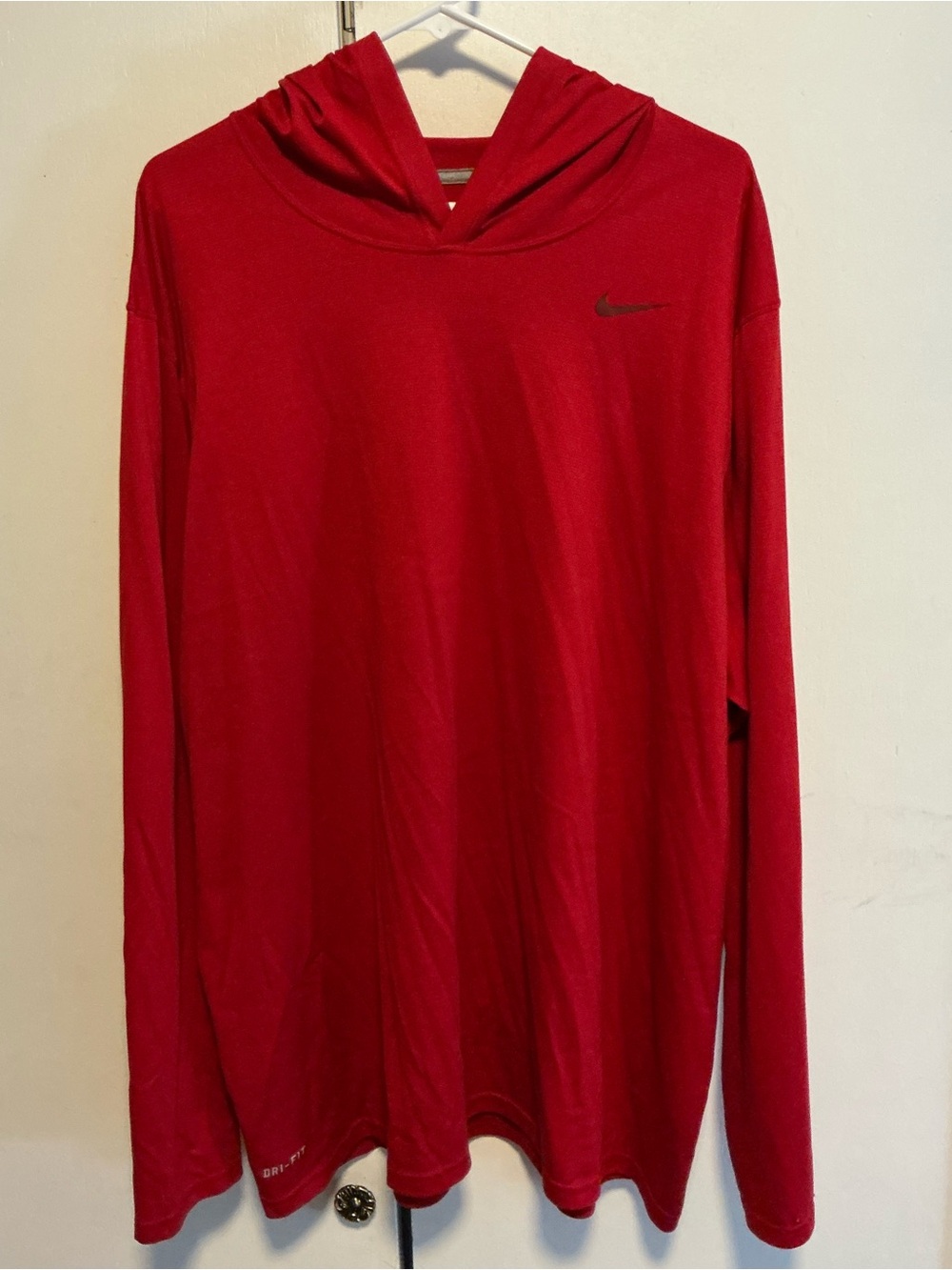Nike Red Long Sleeve Hooded Athletic Shirt